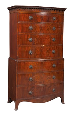 Lot 279 - Late George III Mahogany Bowfront Chest on...