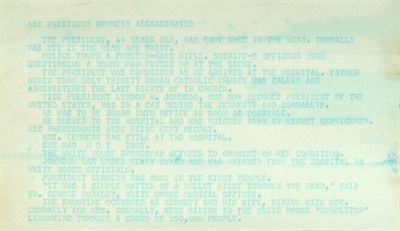Lot 29 - [KENNEDY ASSASSINATION] Four teletype...