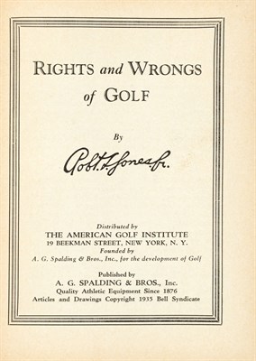 Lot 305 - [GOLF] JONES, ROBERT (BOBBY) T.[YRE] Jr....