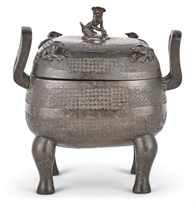 Lot 289 - A Chinese Archaistic Bronze Censer and Cover...