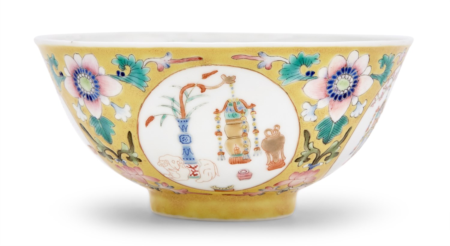 Lot 179 - A Chinese Yellow Ground Enameled 'Medallion'...
