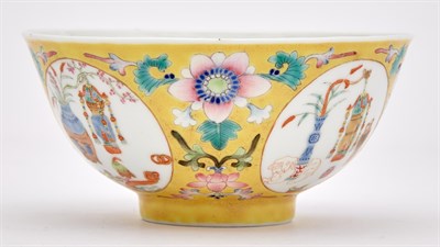 Lot 179 - A Chinese Yellow Ground Enameled 'Medallion'...