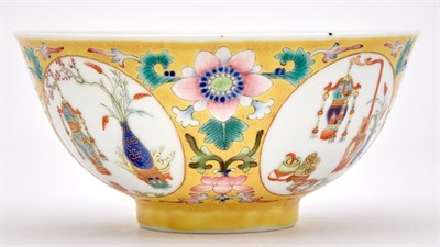 Lot 179 - A Chinese Yellow Ground Enameled 'Medallion'...