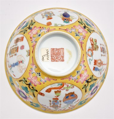 Lot 179 - A Chinese Yellow Ground Enameled 'Medallion'...