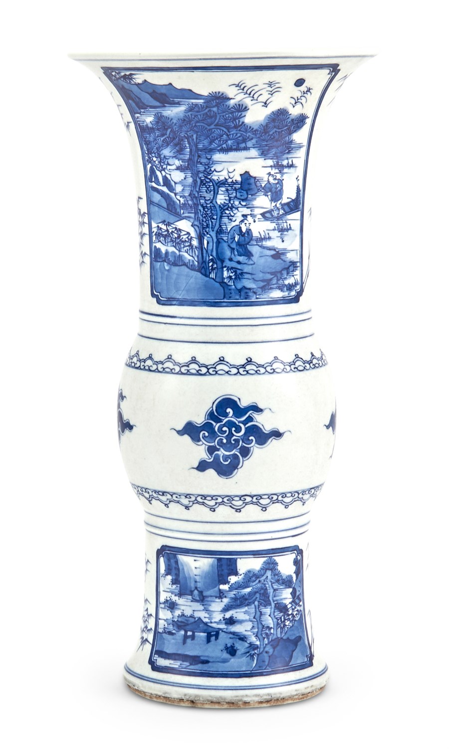 Lot 180 - A Chinese Blue and White Porcelain Gu Vase...
