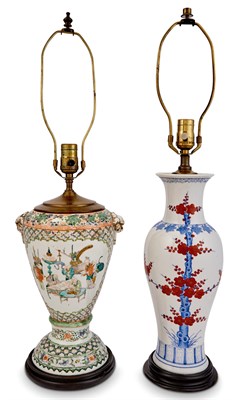 Lot 145 - Two Chinese Porcelain Vases Mounted as Lamps