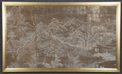 Lot 116 - Chinese Silvered and Polychrome Painted Panel
