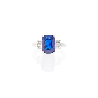 Lot 1052 - Platinum, Sapphire and Diamond Ring
