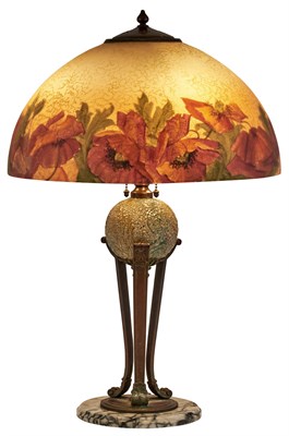 Lot 175 - Handel Co. Patinated Metal and Reverse Painted...