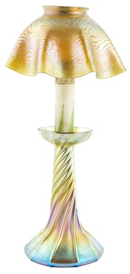Lot 179 - Tiffany Favrile Glass Candlestick Lamp Circa...