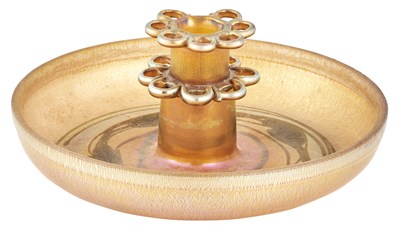Lot 180 - Tiffany Favrile Glass Bowl With Flower Frog...