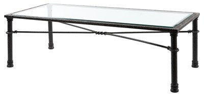 Lot 336 - Giacometti Style Iron and Glass Low Table...