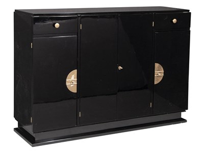 Lot 358 - Art Deco Style Black Lacquered Sideboard...