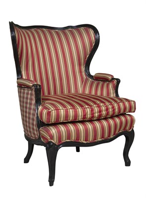 Lot 1038 - Louis XV Style Black Painted Wood Upholstered...