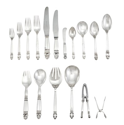 Lot 175 - Assembled Georg Jensen Sterling Silver Acorn...