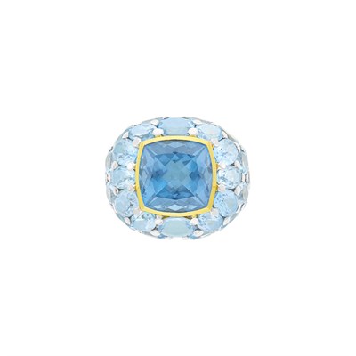 Lot 9 - Mimi Two-Color Gold and Blue Topaz Bombé Ring