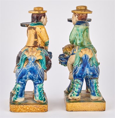 Lot 129 - A Pair of Chinese Tilework Figural Prickets...