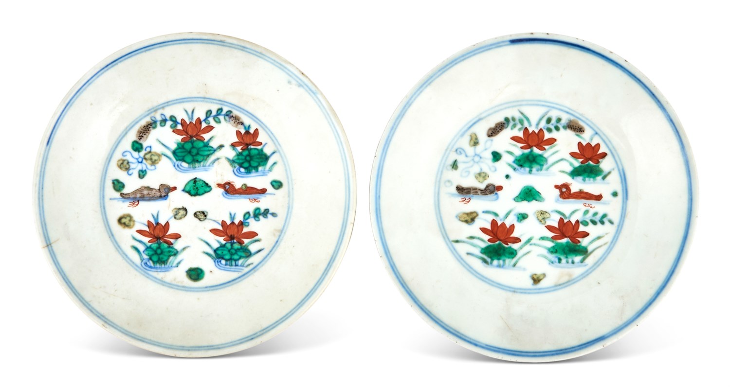 Lot 178 - A Pair of Chinese Doucai Porcelain Plates Ai...