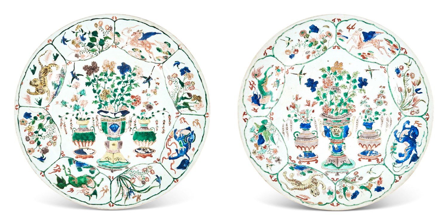 Lot 140 - A Pair of Chinese Famille Verte Porcelain...