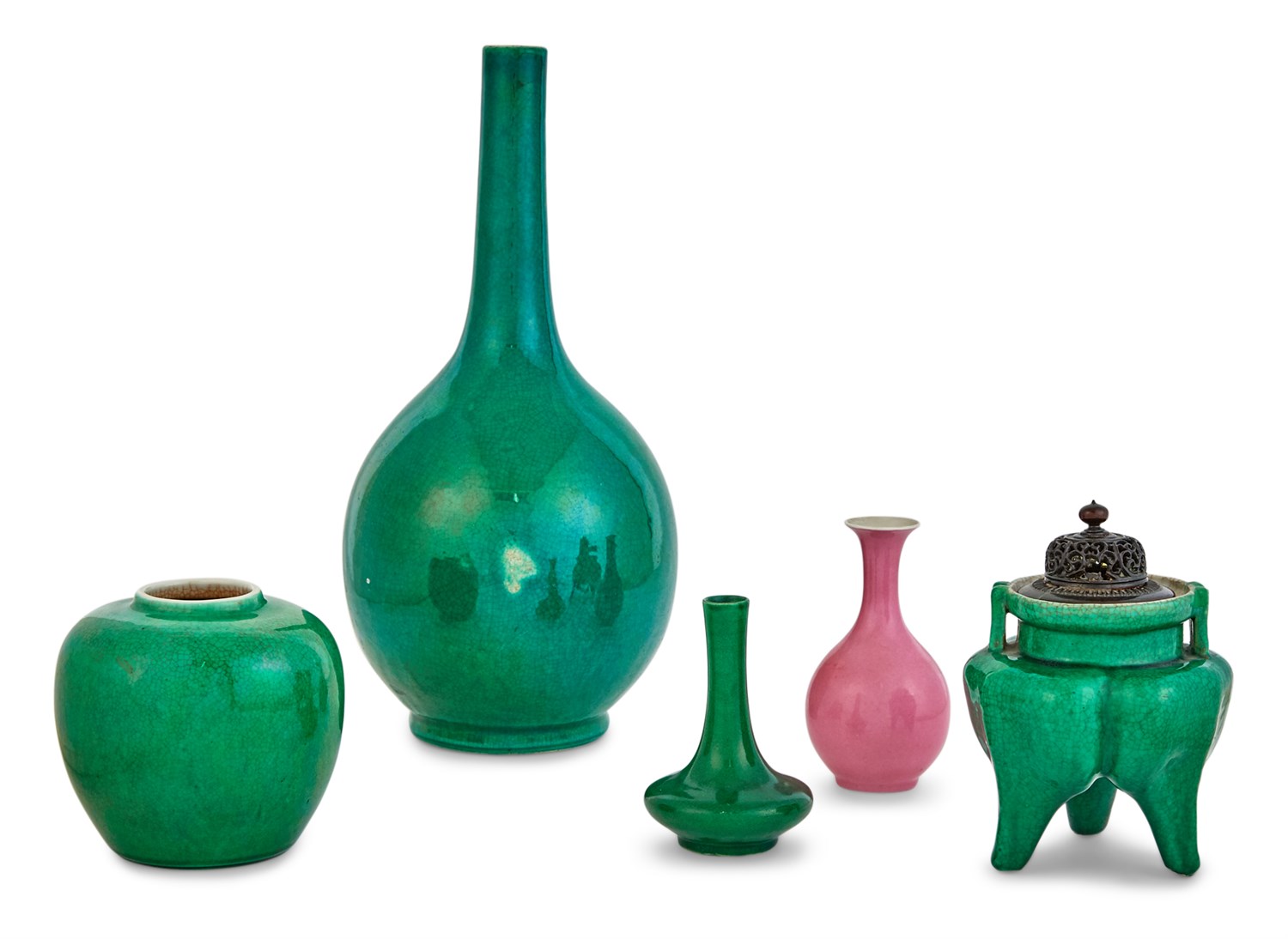 Lot 153 - Five Chinese Monochrome Porcelain Articles...
