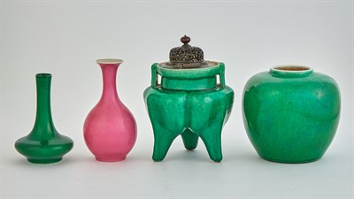 Lot 153 - Five Chinese Monochrome Porcelain Articles...