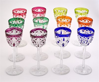 Lot 128 - Set of Twelve Baccarat Multicolored Glasses...