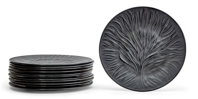 Lot 161 - Set of Twelve Lalique Molded Glass Algues Noir...