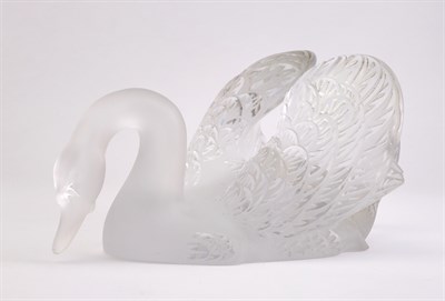 Lot 328 - Lalique Frosted Glass Swan Length 14 1/2 inches.