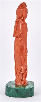 Lot 98 - A Chinese Coral Carving of a Meiren Early 20th...