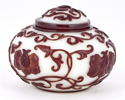 Lot 99 - A Chinese Two-Color Overlay Glass Jar and...