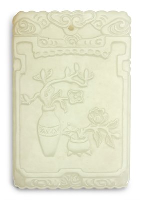 Lot 48 - A Chinese Carved White Jade Rectangular...
