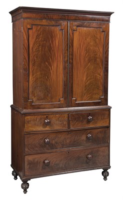 Lot 177 - Regency Mahogany Linen Press Height 70 1/2...