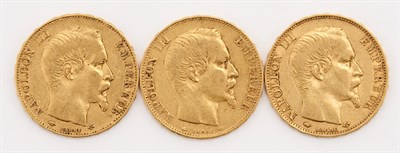 Lot 3040 - France 20fr. Napoleons Three coins dated 1858,...