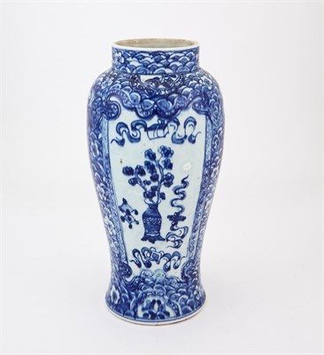Lot 137 - A Chinese Blue and White Porcelain Baluster Vase