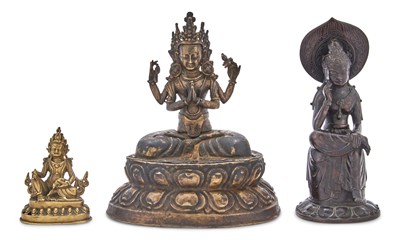 Lot 348 - Three Tibeto-Chinese Buddhistic Bronzes...