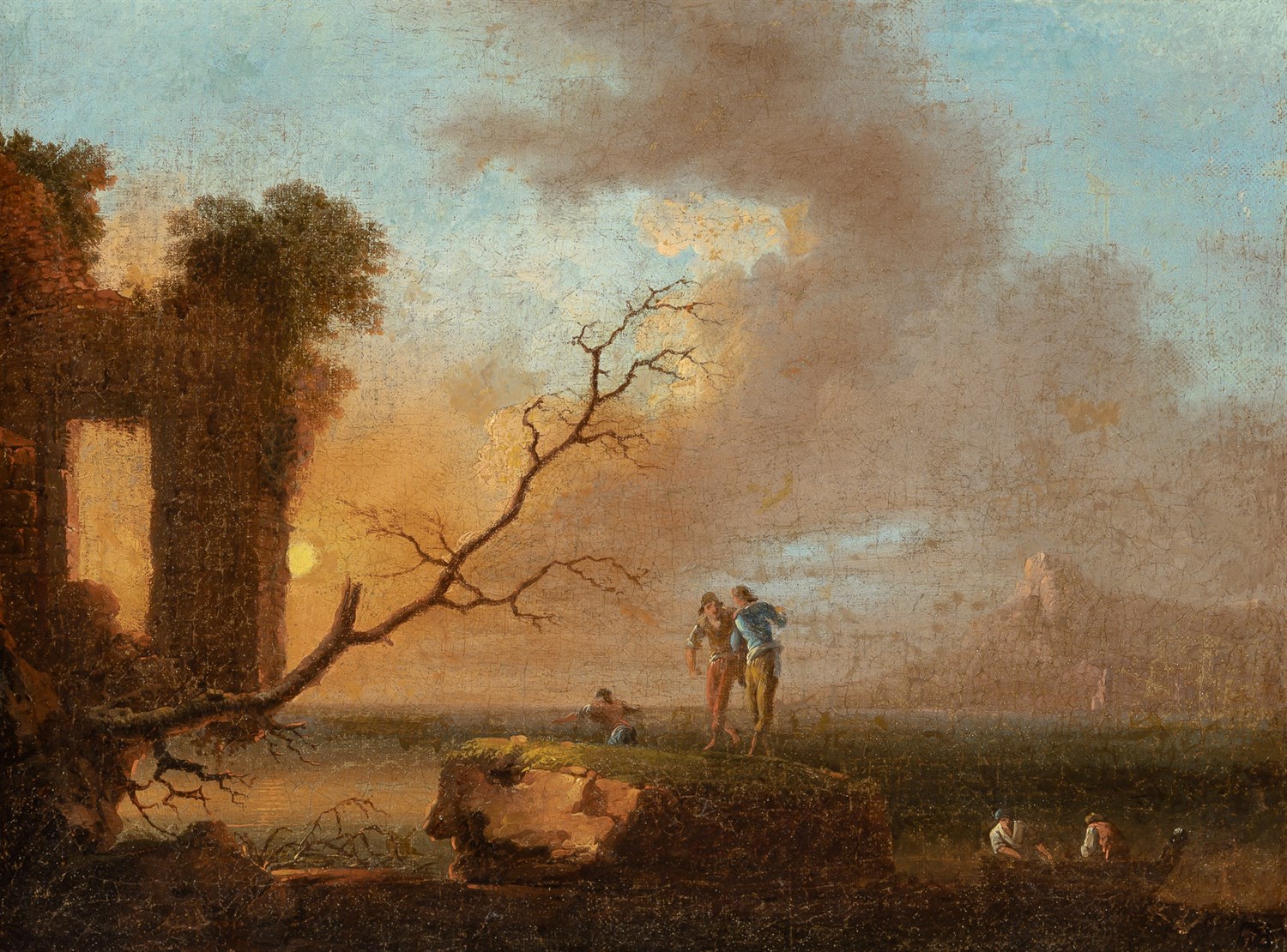 Lot 50 - French School 18th Century Figures in a River...