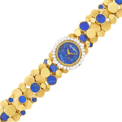 Lot 44 - Bueche Girod Gold, Lapis and Diamond Wristwatch