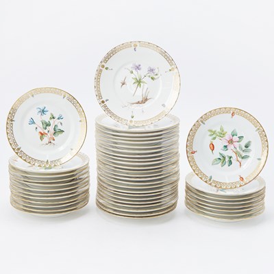 Lot 279 - Group of Royal Copenhagen Flora Danica Type Floral Decorated Porcelain Plates