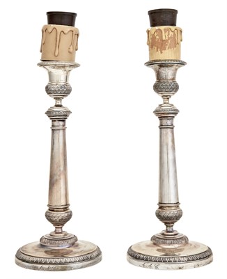 Lot 287 - Pair of Continental Silver Candlesticks...
