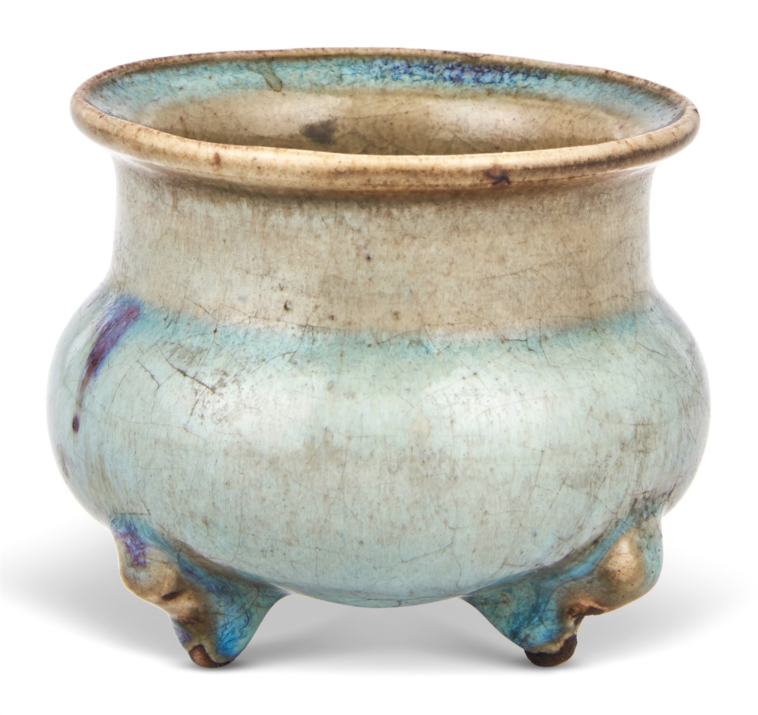 Lot 118 - A Chinese Jun-Type Tripod Censer Ming Dynasty...