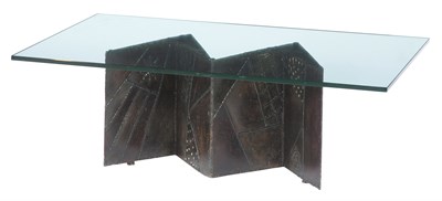 Lot 237 - Paul Evans Patinated Metal Zig Zag Low Table...