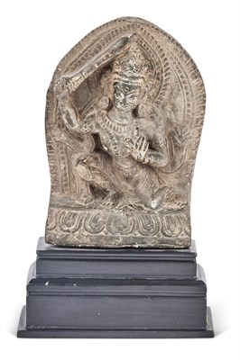 Lot 345 - A Nepalese Black Stone Stele Depicting...