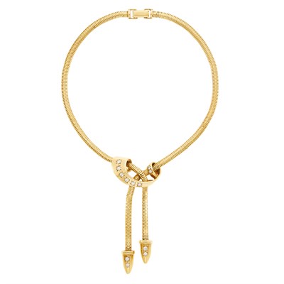 Lot 89 - Gold and Diamond Lariat Slide Snake Chain Necklace