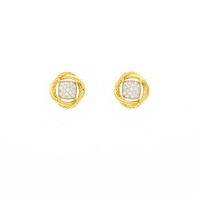 Lot 1030 - David Yurman Pair of Gold and Diamond Earrings