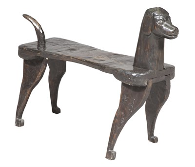 Lot 1107 - Black Painted Wood Dog-Form Bench Height 29...