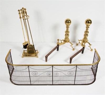 Lot 317 - Group of Brass and Iron Fireplace Equipment