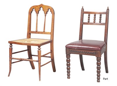 Lot 1183 - Two Gothic Revival Maple Caned Seat Side...