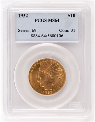 Lot 3021 - United States 1932 $10 Indian PCGS MS64...
