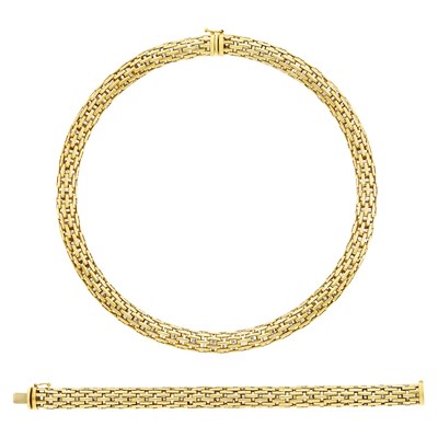 Lot 109 - Two Color Gold Necklace/Bracelet Combination