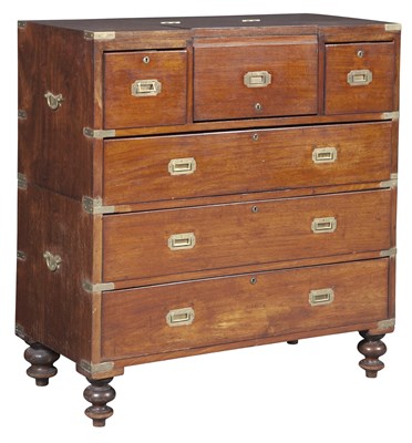 Lot 241 - Victorian Brass-Bound Mahogany Campaign Chest...